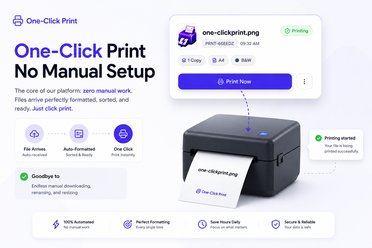 One-Click Print: No Manual Setup